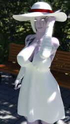 1futa 3d clothed clothing dany_(suefantasy3dx) elf elf_ears fantasy fully_clothed futa_only futanari glowing_eyes looking_at_viewer markings original original_character outdoor outdoors outside pale-skinned_futanari pale_skin pointy_ears purple_skin slushe_(website) solo solo_futa standing suefantasy3dx white_body white_dress white_hair