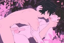 2boys after_anal after_sex black_hair brother brother/brother brothers completely_nude cum cum_in_ass cum_inside french_kiss gay incest licking light_skin male male/male male_only mob_psycho_100 nude pale_skin ren_valentine ritsu_kageyama shigeo_kageyama tongue_kiss tongue_out yaoi