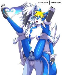 alolan_ninetales anthro areola balls beowulf_(zerochill) blackwing97 blonde_hair blue_areola blue_body blue_eyes blue_fur blue_nipples blue_penis blue_pussy blue_tongue bondage bound canid canine closed_eyes dipstick_hair duo fangs female fox fur genitals hair hands_on_legs hi_res hybrid hyra_akiyuki knot looking_pleasured lycanroc male male/female mammal midnight_lycanroc multicolored_body multicolored_fur ninetales nintendo nipples open_mouth penetration penis pokémon_(species) pokemon pussy regional_form_(pokémon) simple_background tail_bondage tongue tongue_out two_tone_body two_tone_fur vaginal_penetration video_games white_background white_body white_fur white_hair