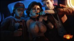 1girls 2boys 2k_games 3d areola_slip areolae beer beer_bottle bioshock bioshock_infinite blue_eyes breasts brown_hair busty car cleavage clothed clothing coercion crossover drugged drunk dubious_consent elizabeth_comstock eyewear female flaccid forced glasses human justin_williams large_breasts life_is_strange light-skinned_female light_skin male nathan_prescott pale_skin questionable_consent shiftop smile source_filmmaker stockings vehicle watermark