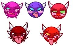 ahe_gao blush demon demon_horns deuce_jeuce easy_demon extreme_demon geometry_dash hard_demon horn horns insane_demon medium_demon open_mouth tears what