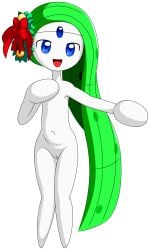 1girls anthro christmas female female_only looking_at_viewer meloetta muirtower nintendo nude open_mouth pokemon pussy solo tongue