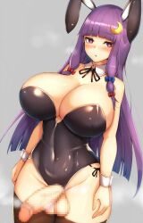 1futa balls bangs big_breasts big_penis breasts bunnysuit censored cleavage clothed clothing decensor_request erection futa_only futanari huge_breasts human kamokatatsumuri light-skinned_futanari light_skin long_hair mosaic_censoring pale_skin patchouli_knowledge penis skindentation solo standing thick_thighs thighhighs touhou wide_hips