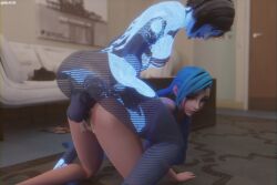 1futa 1girls 3d artificial_intelligence athletic_female athletic_futanari cortana crossover futa_on_female futanari halo_(game) halo_(series) human jinx_(league_of_legends) league_of_legends myh3d sex