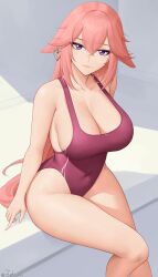 yae miko from genshin impact by zaphn