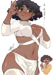 1boy 1girls blush camilo_madrigal cleavage cousins dark-skinned_female disney embarrassed encanto glasses hope74528946 implied_incest latina latino mirabel_madrigal navel nosebleed rough_sketch skimpy_clothes thumbs_up