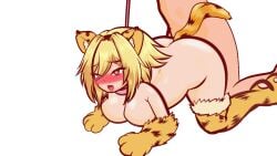 animal_ears animated azurezero blonde_hair buttplug_tail consensual defeated heart-shaped_pupils kemonomimi leash_and_collar live2d lost_bet petplay red_eyes