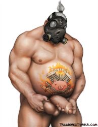 balls gay holding_penis male male_only mask muscles muscular overwatch overweight penis roadhog solo solo_male tattoo treeborkd