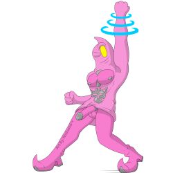 anthro balls bodysuit boots bottomwear clothing emblem fist footwear genitals luigi's_mansion male male_only mario_(series) nipples notkastar one_eye_closed pecs penis punch signature skinsuit skirt smile solo tight_clothing transparent_background wink