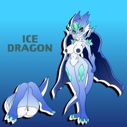 adkindragon anthro blue breasts claws dragon elemental fangs female fire grass hi_res horn humanoid ice jaw kobold lizard open_mouth plant red reptile scalie solo white wind