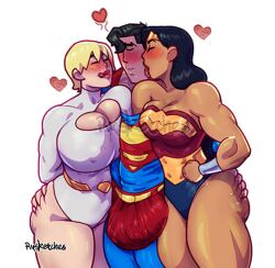 1boy 2girls ass_grab big_breasts big_penis blush cleavage dc dc_comics erect_penis erection fingering hand_on_ass hand_under_clothes handjob handjob_through_clothing handjob_under_clothes incest power_girl rysketches superman superman_(series) thick_thighs wonder_woman wonder_woman_(series)