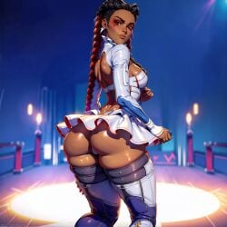 ai_generated apex_legends ass big_ass big_breasts big_butt braided_hair braided_twintails breasts briefineshi dark-skinned_female dark_skin huge_ass large_ass loba loba_(apex_legends) makeup nai_diffusion red_eyeshadow red_makeup respawn_entertainment small_waist stable_diffusion tattoo thick_ass thick_thighs two_tone_hair waist yellow_eyes