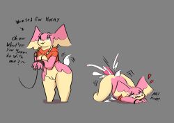 absurd_res anthro arms_tied ass audino bodily_fluids bondage bondage bound breasts cum dialogue digital_media_(artwork) english_text female genital_fluids genitals goopyarts hi_res male male/female nintendo nude penetration penis pokémon_(species) pokemon pussy sex simple_background smile solo text thick_thighs video_games wide_hips