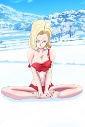 1girls android_18 big_ass big_breasts big_nipples bimbo black_hair blonde_hair blue_eyes blurry blush breasts continuation dragon_ball dragon_ball_super dragon_ball_z eye_contact female female_only high_resolution highres huge_breasts light-skinned_female light_skin lips lipstick makeup nail_polish nipples nude nude_female pov powkasa red_nails sequence short_hair shounen_jump solo solo_female solo_focus