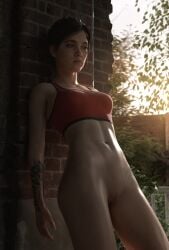 1girls 3d abs alley athletic_female bottomless breasts casual clothing ellie_(the_last_of_us) ellie_williams human hydrafxx naughty_dog nude pale_skin petite pussy shaved_pussy solo solo_female tagme the_last_of_us the_last_of_us_2