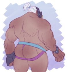 ass balls gay jockstrap leelikessmut male male_only mask muscles muscular overwatch overweight penis roadhog solo solo_male tattoo