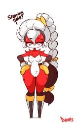 animated anthro avian beak bird breasts casual_nudity color colored dialogue diives english_text female female_only furry furry_only leg_up lizhi_(diives) nude pussy short_playtime solo sport text thick_thighs