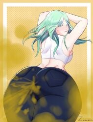 big_ass fart fire_emblem fire_emblem:_three_houses full_of_gas green_hair jeans long_hair looking_at_viewer looking_back nintendo rhea_(fire_emblem) zaina_art99