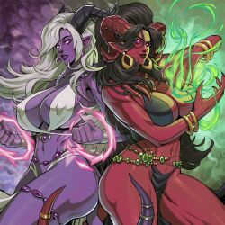 anuura athletic_female black_hair color colored danusko demon draenei energy eredar fel_magic female female_only glowing_eyes horns loincloth magic magic_user pelvic_curtain purple_eyes smile smiling svanna tail warcraft white_hair world_of_warcraft