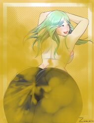 ahe_gao big_ass fart fire_emblem fire_emblem:_three_houses green_hair jeans long_hair looking_at_viewer looking_back nintendo rhea_(fire_emblem) zaina_art99