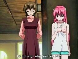 2004 anime_screencap elfen_lied horns lucy_(elfen_lied) monster_girl pink_hair screencap screenshot yuka_(elfen_lied)