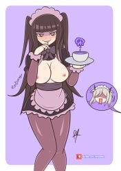 2girls breasts exposed_breasts female female_only fire_emblem fire_emblem_awakening maid multiple_girls nintendo nipples raydango robin_(fire_emblem) robin_(fire_emblem)_(female) solo_focus tharja_(fire_emblem)