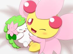 2girls blush cherrim closed_eyes duo female female/female feral feral_on_feral genitals hi_res legendary_pokemon minami_(artist) multiple_girls nintendo one_eye_closed pokémon_(species) pokemon pokemon_(species) pussy sex shaymin tribadism vaginal_penetration video_games yuri