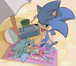 2boys anitwenty beach beach_ball beach_towel beach_umbrella cartoony character_request cub dubious_consent gay kneeling male/male male_only original_character peeing peeing_on_another sleeping sonic_(series) sonic_the_hedgehog sonic_the_hedgehog_(series) urinating watersports young