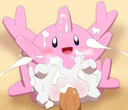 bodily_fluids bukkake corsola cum cum_in_pussy cum_inside cum_on_body cumshot disembodied_penis duo ejaculation female genital_fluids genitals hi_res humanoid_genitalia humanoid_penis interspecies male male/female marine minami_(artist) nintendo penis pink_body poképhilia pokemon pokemon_(species) video_games waddling_head white_body