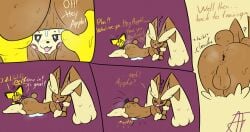 afraidpichu anal anal_sex anal_vore analvore anthro anus apple_the_pichu ass backsack balls ballsack big_butt blush bodily_fluids brown_body digital_media_(artwork) english_text feral fully_inside fur generation_2_pokemon generation_3_pokemon generation_4_pokemon genitals group lagomorph looking_back lopunny male mammal nintendo nude open_mouth partially_inside penetration pichu plusle pokemon pokemon_(species) simple_background size_difference tail text trio unaware_vore vore yellow_body