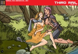 2girls aerie baldur's_gate baldur's_gate_2 barefoot breasts dungeons_and_dragons duo elf female forgotten_realms imoen multiple_girls trdl wizards_of_the_coast yuri