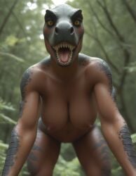 ai_generated anthro anthropomorphic beautiful big_breasts breasts dinosaur dinosaur_girl female female_focus female_only fit_female furry horny horny_female in_heat large_breasts lizard lizard_girl looking_at_viewer muscular muscular_female oc posing_for_the_viewer realistic scales scalie scalie_female scalie_humanoid scalie_only seductive seductive_look seductive_smile sexy sexy_body sexy_pose slit_pupils t-rex tits_out two_tone_skin tyrannosaurus tyrannosaurus_rex voluptuous voluptuous_female yellow_eyes
