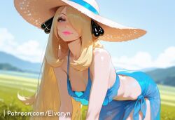 1girls ahe_gao ai_generated ass beach blonde_hair blush breasts cowgirl_position cynthia_(pokemon) drooling elvoryn exposed_breasts female hair_ornament hair_over_one_eye heavy_breathing highres large_breasts long_hair looking_at_viewer male moaning open_eyes open_mouth pokemon pov pussy riding saliva sex shirona_(pokemon) sidelocks small_breasts small_butt solo spread_legs standing tongue tongue_out vaginal_penetration vaginal_sex