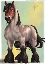 2025 balls belly_slapping_masturbation big_balls big_penis black_balls black_body black_fur black_mane black_penis black_tail brown_body brown_fur dated draft_horse equid equine feral fur genitals grin hi_res horse huge_balls huge_cock looking_at_viewer male mammal mane muscular muscular_feral muscular_male orange_eyes penis rufciu signature simple_background smile solo tail vein veiny_penis white_body white_fur zoophelia