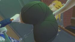3d against_wall animal_ears animated ass ass_focus ass_shake blonde_hair boots female fingerless_gloves from_behind from_below gloves green_eyes huge_ass jiggle ju_fufu kishi leaning leaning_forward long_hair looking_at_viewer no_sound short_shorts shorts smile solo squatting tagme tail tiger_ears tiger_girl tiger_tail twerking very_long_hair video zenless_zone_zero