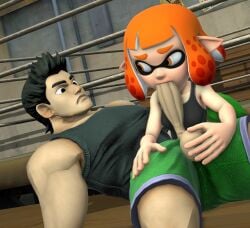 1boy 1girls 2025 3d 3d_(artwork) balls boxers crossover digital_media_(artwork) female gym horn human inkling inkling_girl little_mac male muscular muscular_male nintendo oral oral_sex orange_eyes penis punch_out pussy sex splatoon super_smash_bros. surprised surprised_expression testicles video_games