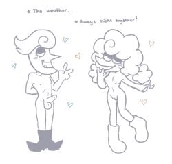 1boy1girl 2d 2d_(artwork) 2d_artwork accurate_body_type cloud couple couple_(romantic) deltarune deltarune_chapter_3 elnina_(deltarune) female lanino_(deltarune) male nude nude_female nude_male rcsebud sun