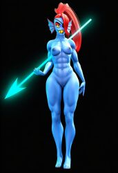 3d 3d_(artwork) ai ai_art ai_generated novelai undertale_(series) undyne undyne_(deltarune) undyne_(undertale)