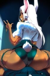1girls abs ai_generated ass ass_focus big_ass big_breasts big_butt breasts bulge bunny_ears bunny_girl clothed clothing color dark_skin dark_skinned_female female female_focus female_only fishnets fit_female gigiti hi_res large_breasts long_hair looking_at_viewer miruko muscles muscular muscular_female my_hero_academia office_clothing office_lady red_eyes rumi_usagiyama solo solo_female thick_thighs white_hair