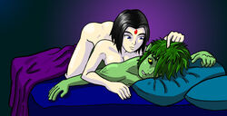 beast_boy bed dc dc_comics rachel_roth raven_(dc) razmere romantic straight straight_hair teen_titans