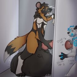 1:1 african_wild_dog animal_genitalia animal_penis anthro bathroom big_penis canid canine canine_genitalia canine_penis canis cock_vore digestion digestion_noises duo genitals glory_hole graffiti hand_imprint hand_on_penis hi_res holding_penis huge_cock hybrid hyper hyper_genitalia hyper_penis imprint knot makar-ro male male/male mammal mustelid otter penile penis public_restroom restroom_stall struggling struggling_prey vore wolf xenon_(xenonotter)