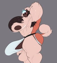 2022 abs absurd_res akita american_akita anthro arm_tuft armpit_hair balls bara bau_(melaisen) big_muscles big_nipples big_pecs big_penis blue_clothing blue_underwear bodily_fluids body_hair brown_armpit_hair brown_body brown_ears brown_face brown_fur brown_hair brown_nipples brown_penis canid canine canis chest_hair clothed clothed_anthro clothed_male clothing countershade_fur countershading digital_drawing_(artwork) digital_media_(artwork) domestic_dog fur genitals grey_background hair hand_behind_back hi_res huge_cock huge_muscles huge_nipples huge_pecs hyper hyper_genitalia hyper_muscles hyper_pecs hyper_penis male male_anthro male_only mammal melaisen muscles muscular muscular_anthro muscular_male nipples orange_body orange_fur orange_tail pecs penis pink_hair portrait side_view simple_background solo spitz sweat tail tan_balls tan_body tan_countershading tan_fur tan_tail teeth tenting three-quarter_portrait tuft underwear yaoi