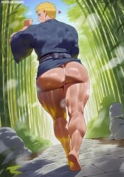 ai_assisted ai_generated ass big_ass big_ass_(male) big_butt big_butt_(male) blonde_hair blue_eyes boruto:_naruto_next_generations boruto:_two_blue_vortex dilf gay haruartx heart hokage looking_back male male_focus male_only muscular muscular_male naruto naruto_(series) non-nude sfw smile standing sweat sweatdrop sweating thick_thighs tight_clothing uzumaki_naruto yaoi