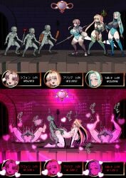 armor armored_female big_breasts bow breasts defeat defeated defeated_heroine doggy_style elf elf_ears elf_female elf_girl fantasy female gameplay_mechanics goblin goblin_male green_skin heart heart_symbol hearts_around_body hearts_around_head high_heels instant_loss instant_loss_2koma interspecies jewelry male mating_press missionary missionary_position monster original party_wipe sex shield size_difference small_dom_big_sub smaller_male staff sword tagme text torobakoya translation_request
