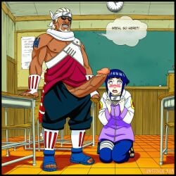ai_generated big_penis classroom cock_shock dark-skinned_male dialogue dialogue_box flashing huge_cock hyuuga_hinata hyuuga_hinata(genin) interracial killer_bee naruto naruto_(classic) naruto_(series) naruto_shippuden penis_awe school shocked shocked_expression text