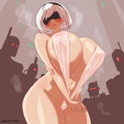 1girls big_breasts blindfold breasts drawthiskard female female_only hairband huge_breasts light-skinned_female light_skin looking_at_viewer nier nier:_automata short_hair solo thick_thighs white_hair yorha_2b