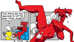 anthro book breasts chair ciircuit comic demon dialogue duo electronics female furniture genitals horn human humanoid humor male male/female mammal penetration penile penile_penetration penis penis_in_vagina phone pussy red_body red_skin sex teapot text vaginal_penetration vulva