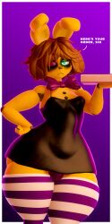 1boy 3d 3d_(artwork) black_dress bowtie breasts brown_hair buttons chocker clothed clothed_male dress dressed femboy femboy_focus femboy_only five_nights_at_freddy's frown frowning frowning_at_viewer glowing_eyes green_eyes hair hand_on_hip hi_res high_resolution highres looking_at_viewer makeup makeup_running male male_focus male_only mishuyuu mishuyuu_(modeler) musical_note note panties panties_bulge pizza_box poster purple_background purple_bowtie purple_eyelids purple_panties rabbit rabbit_boy rabbit_ears reaper21cry robot robot_boy robot_humanoid robot_joints solo solo_focus solo_male source_filmmaker source_filmmaker_(artwork) spring_bonnie spring_bonnie_(fnaf) standing stockings striped_stockings tagme_(artist) talking_to_viewer thick thick_thighs title voluptuous voluptuous_male wide_hips wink winking winking_at_viewer yellow_body