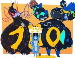 mrmadmoai_(artist) celebration bloons_tower_defense btd6 diamondback_the_village_devourer phayze massive_ornary_air_blimp shortstack 1boy2girls male/female/female breasts massive_breasts enormous_breasts black_skin black_body blue_body blue_skin ass dumptruck_ass large_ass large_breasts hyper_female size_difference blimp multiple_eyes technology fangs looking_at_viewer looking_back posing breasts_bigger_than_head breasts_bigger_than_torso breasts_bigger_than_body fangs_out floating_hands segmented_body spikes_(anatomy) claws massive_ass aircraft living_aircraft tail floating_tail crouching crouching_female back_view shaded 2026 2d snake_girl voluptuous voluptuous_female paint simple_background pink_hair