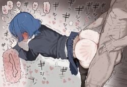 1boy 1girls ai_generated ass ass_ripple blue_hair bocchi_the_rock! clothed_female_nude_male female male school_uniform sex skirt skirt_lift slap_mark small_ass standing_sex straight ushiroman yamada_ryou